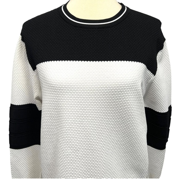 Jonathan Simkhai Black & White Side Snap Colorblock Textured Sweatshirt Medium - Picture 3 of 12